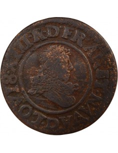 Louis XIII Type 8 1 double tournois Cuivre 1634 D Lyon 2