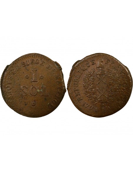 Siège De Mayence 1 sol Bronze 1793 Mayence