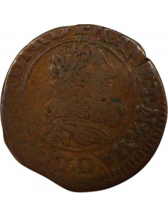 Louis XIII Type 9 1 double tournois Cuivre 1631 D Lyon 2