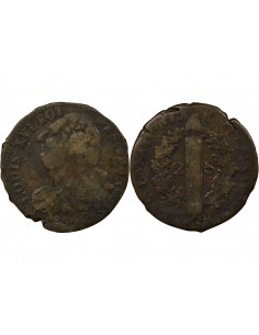 Louis XVI au Faisceau 2 sols Métal de Cloche 1792 Arras