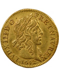 Louis XIII A la Mèche Longue 1/2 louis d'or Or 1642 A - Paris 2
