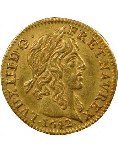 Louis XIII A la Mèche Longue 1/2 louis d'or Or 1642 A - Paris