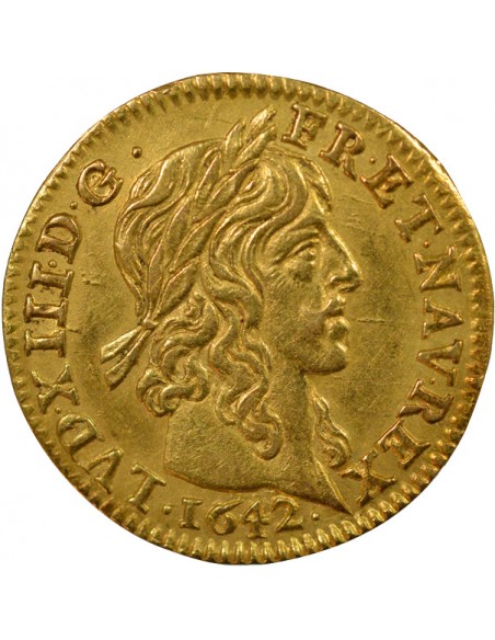 Louis XIII A la Mèche Longue 1/2 louis d'or Or 1642 A - Paris