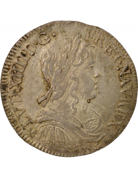 Louis XIV A la Mèche Longue 1/2 ecu Argent 1655 T Nantes