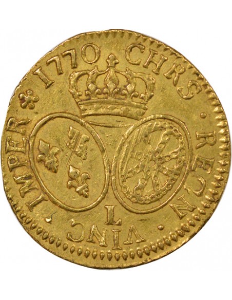 Louis XV Au Bandeau 1 louis d'or Or 1770 L Bayonne