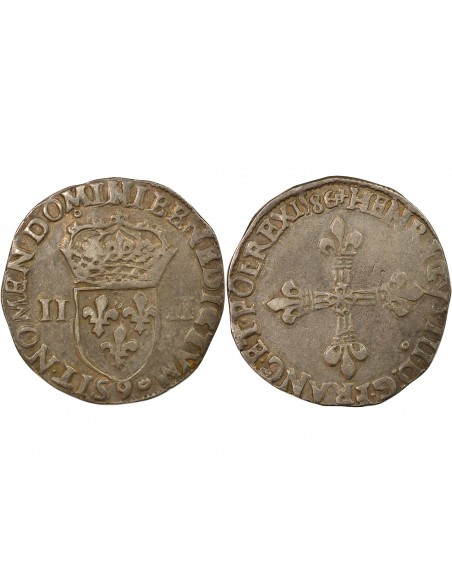 Henri III 1/4 ecu Argent 1586 9 Rennes