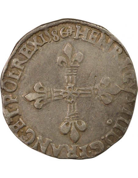 Henri III 1/4 ecu Argent 1586 9 Rennes