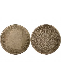 Louis XV aux Rameaux d'Olivier 1/2 ecu Argent 1732 T Nantes
