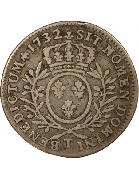 Louis XV aux Rameaux d'Olivier 1/2 ecu Argent 1732 T Nantes