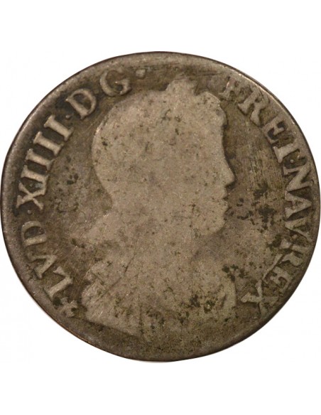 Louis XIV A la Mèche Longue 1/4 ecu Argent 1654 T Nantes