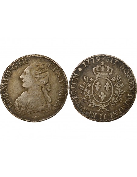 Louis XVI Aux Rameaux d'Olivier ecu Argent 1779 M Toulouse