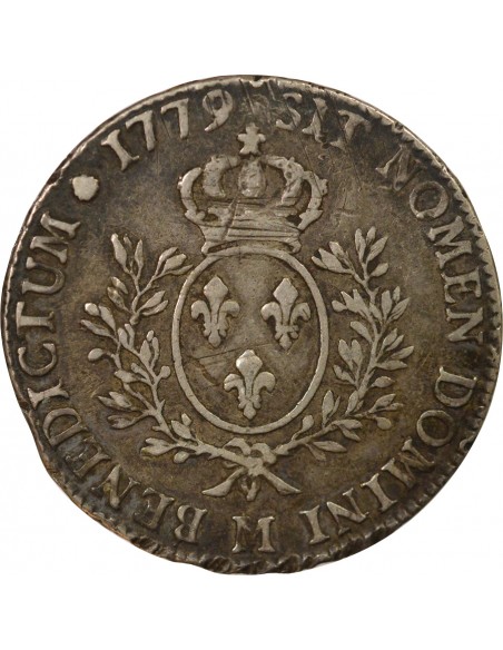 Louis XVI Aux Rameaux d'Olivier ecu Argent 1779 M Toulouse