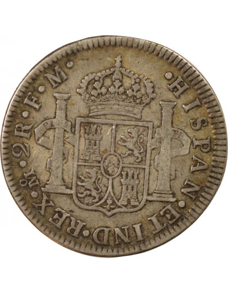 Mexique Charles III d'Espagne 2 reales Argent 1777 Mo Mexico City