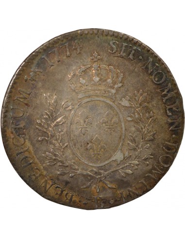 Louis XV A la Vieille Tête 1 ecu Argent 1774 B Rouen