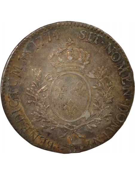 Louis XV A la Vieille Tête 1 ecu Argent 1774 B Rouen