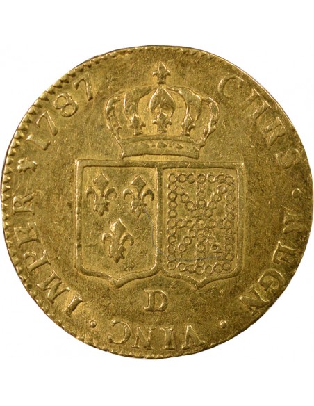 Louis XVI Tête nue 2 louis d'or Or 1787 D Lyon