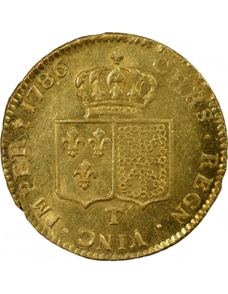 Louis XVI Tête nue 2 louis d'or Or 1786 T Nantes