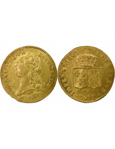 Louis XVI Tête nue 2 louis d'or Or 1786 N Montpellier