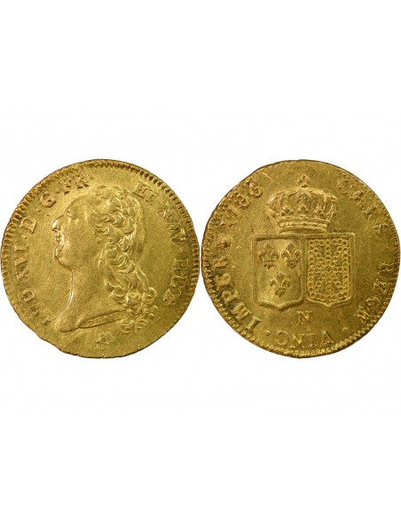 Louis XVI Tête nue 2 louis d'or Or 1786 N Montpellier