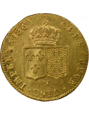 Louis XVI Tête nue 2 louis d'or Or 1786 N Montpellier