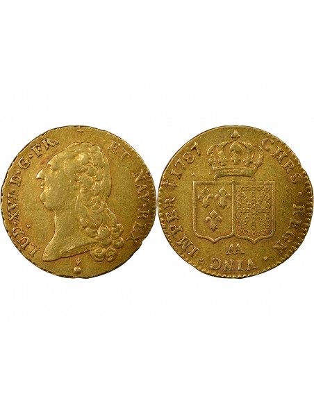 Louis XVI Tête nue 2 louis d'or Or 1787 AA Metz