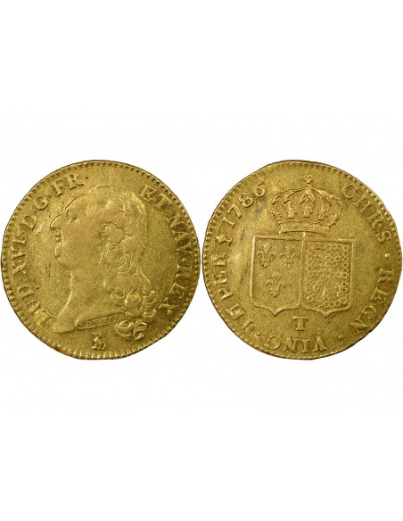 Louis XVI Tête nue 2 louis d'or Or 1786 T Nantes