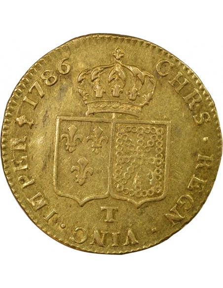 Louis XVI Tête nue 2 louis d'or Or 1786 T Nantes