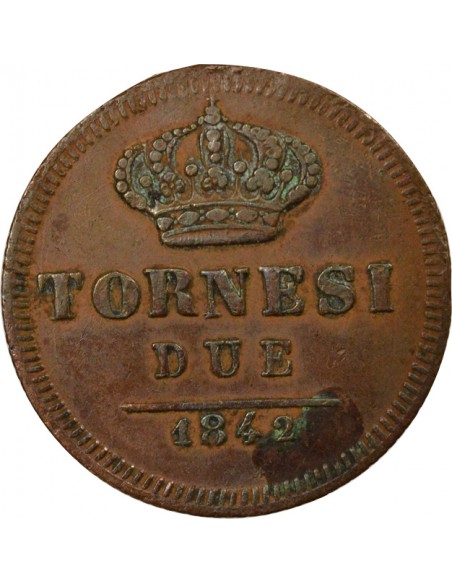 Royaume des Deux-Siciles Ferdinand II des Deux-Siciles 2 tornesi Cuivre 1842 Naples
