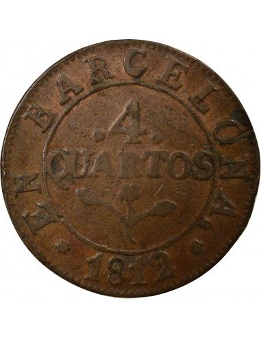 Catalogne Joseph Napoléon 4 quartos Cuivre 1812 Barcelone