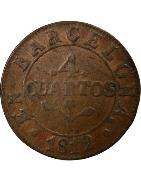 Catalogne Joseph Napoléon 4 quartos Cuivre 1812 Barcelone