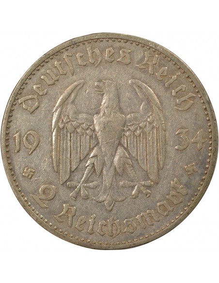 Allemagne Eglise de Postdam 2 reichsmark Argent 1934 A Berlin