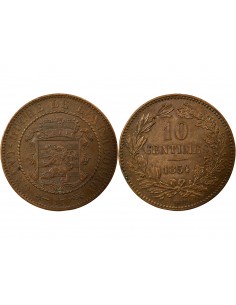 Luxembourg Guillaume III des Pays-Bas 10 centimes Bronze 1854 B. Bruxelles