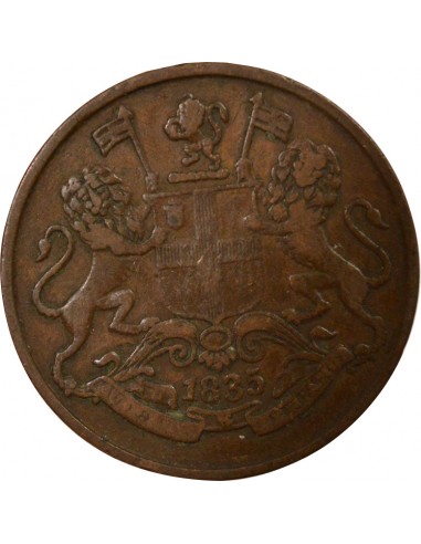 Inde 1/4 anna Cuivre 1835 Madras