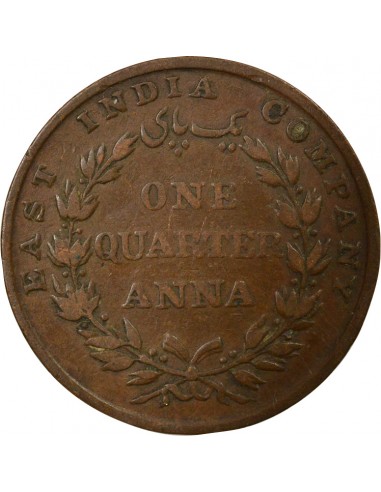 Inde 1/4 anna Cuivre 1835 Madras