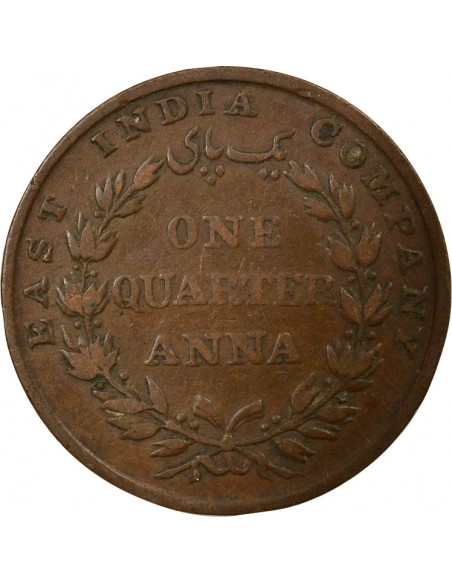 Inde 1/4 anna Cuivre 1835 Madras