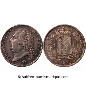 LOUIS XVIII﻿ - 1 FRANC 1822 A PARIS﻿