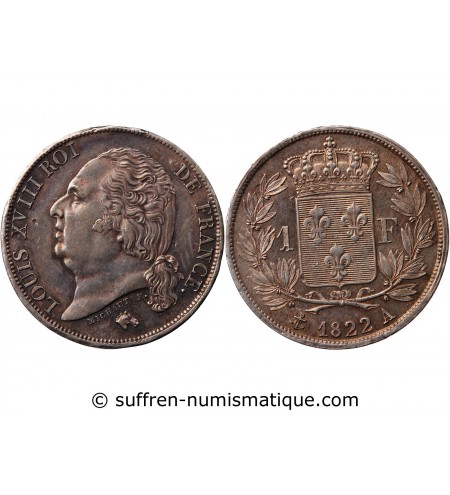 LOUIS XVIII﻿ - 1 FRANC 1822 A PARIS﻿