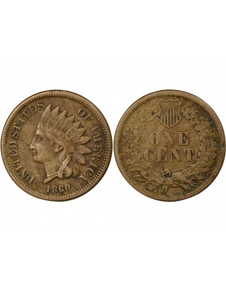 USA Tête d'Indien 1 cent Bronze 1860 Philadelphie