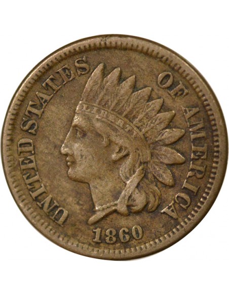USA Tête d'Indien 1 cent Bronze 1860 Philadelphie