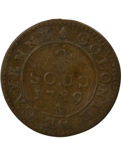 Guyane Française Louis XVI 2 sous Billon 1789 A - Paris 2