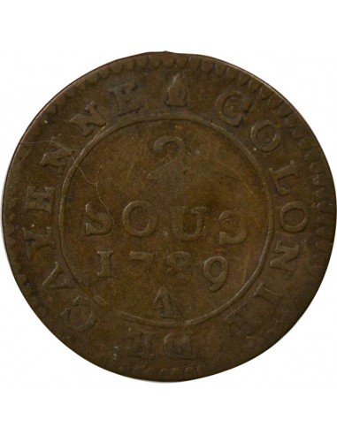 Guyane Française Louis XVI 2 sous Billon 1789 A - Paris