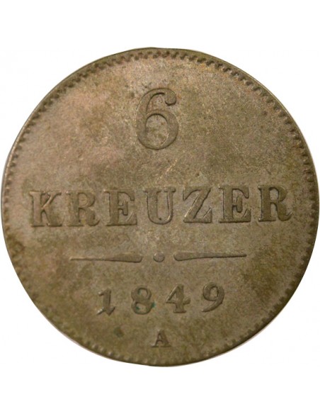 Roi de Hongrie 6 kreuzer Billon 1849 A Vienne