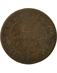Guyane Française Louis XVI 2 sous Billon 1789 A - Paris 2
