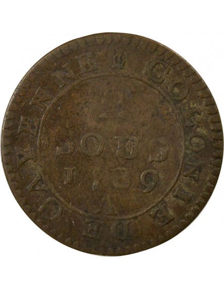 Guyane Française Louis XVI 2 sous Billon 1789 A - Paris