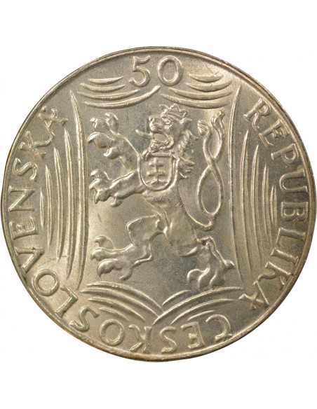 Tchécoslovaquie Joseph V. Staline 70e Anniversaire de Staline 50 korun Argent 1949