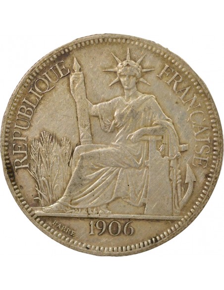 Indo-Chine Fr. Type 2 1 piastre Argent 1906 A - Paris