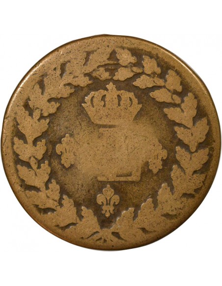 Louis XVIII Poids Léger 1 décime Bronze 1815 BB Strasbourg