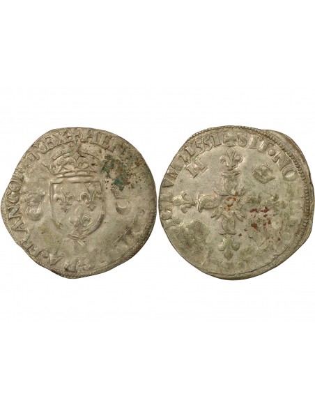 Henri II Aux Croissants 1 douzain Billon 1551 N Montpellier