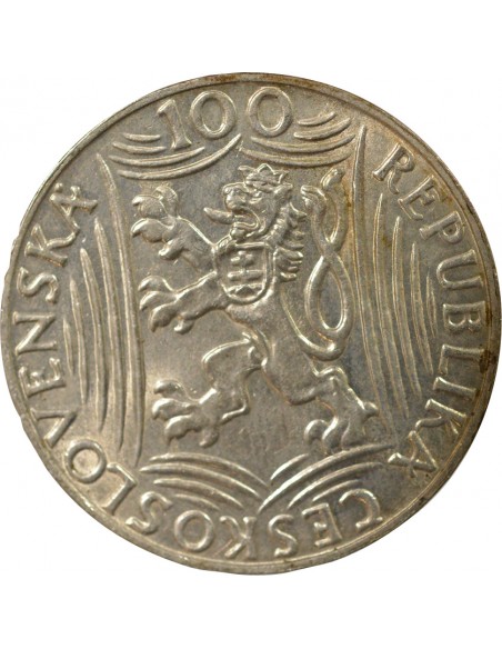 Tchécoslovaquie Joseph V. Staline 70e Anniversaire de Staline 100 korun Argent 1949