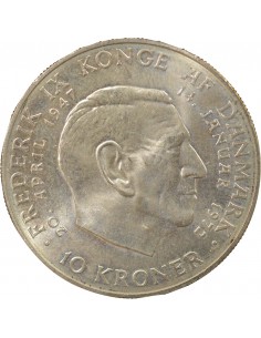 Danemark Marguerite II Accession au Throne 10 kroner Argent 1972 Copenhague 2